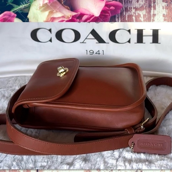 INTAGE COACH BRITISH TAN LEATHER CROSSBODY SIDEPACK BAG 9978 - Picture 5 of 17